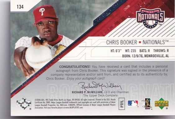 2006 SPx #134 Chris Booker AUTO 73/999 (RC) - Image 2 of 2