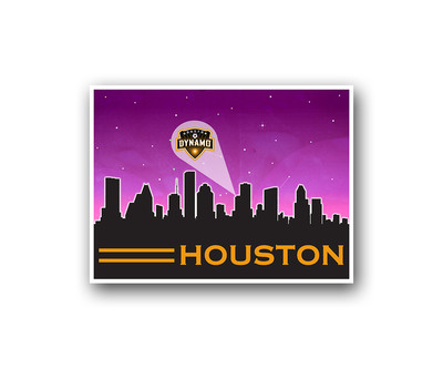 Houston Dynamo Poster City Skyline Art Print Man Cave Decor 12x16''