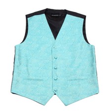 Men's Aqua Paisley Tuxedo Vest Formals Weddings Proms Fashion Waistcoat