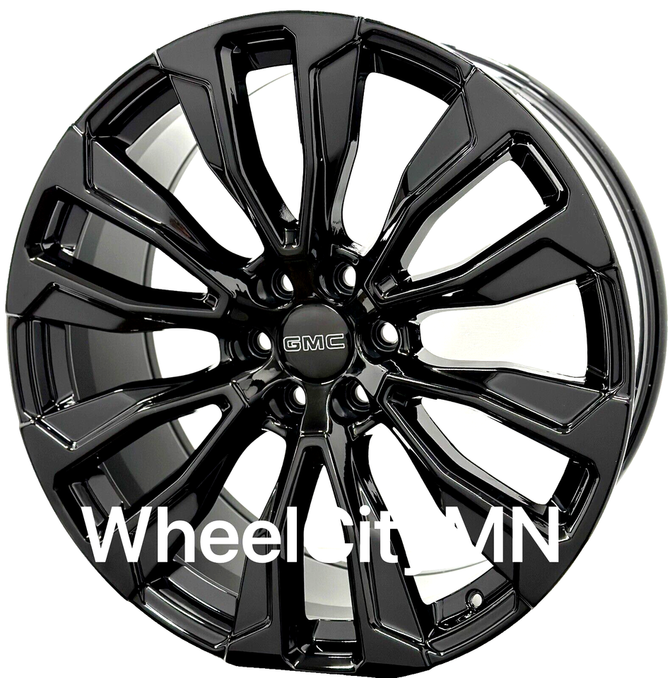 22” Gloss Black 14025 OE Replica Wheels fits 2025 GMC Yukon AT4 Sierra ...