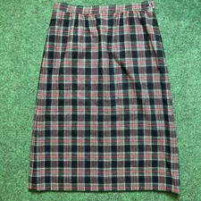 Vintage Pendleton 100 Virgin Wool Skirt Sz 12 Tartan Plaid Green Black Red