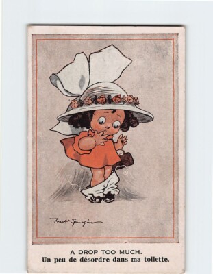 Postcard A Drop Too Much., with Girl Cartoon Art Print