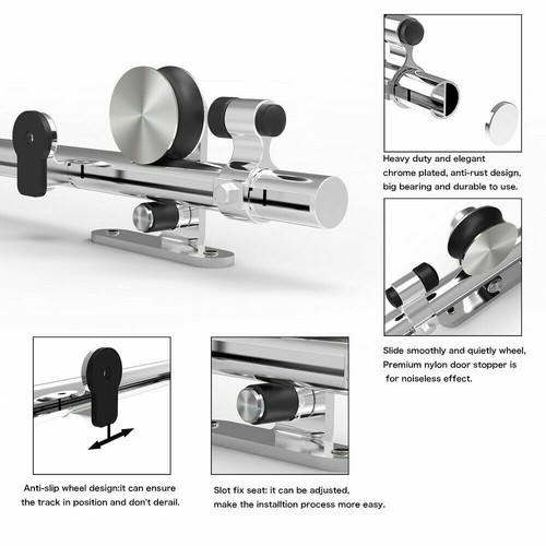 5-20FT Heavy Duty Sliding Barn Single Wood Door Hang Style Track Hardware Kit - Picture 38 of 59