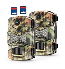 WOSODA Trail Camera 2 Pack 24MP 1080P HD - Game Camera With 32GB SD Card, Fas...