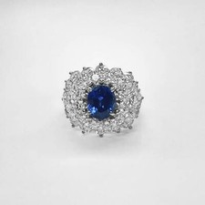 Highest Quality Sparkling Clear CZ Blue Sapphire 4.23TCW Engagement Women Ring