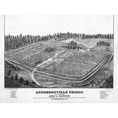 Riesiges Wandbild Poster Ransom US Bürgerkrieg Konföderierte Andersonville Pow Gefängnis