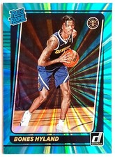 Bones Hyland 2021 Donruss Rated Rookie Teal Holo Laser #244 - Denver Nuggets