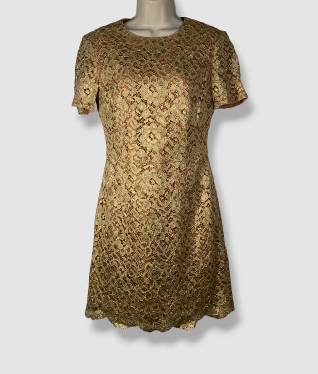 Michael Kors Collection Laminated Metallic Lace Short Dress, Gold, Women's, 8, Cocktail & Party Wedding Guest Dresses Mini Dresses Michael Kors Collection Laminated Metallic Lace Short Dress, Gold, Women's, 8, Cocktail & Party Wedding Guest Dresses Mini Dresses