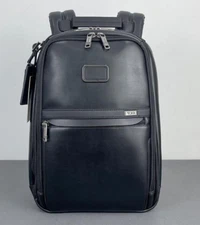 Tumi Alpha 3 Backpack Slim Leather Black Business Bag Padded PC Pocket Outlet①