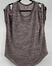 Juicy Couture Womens Top Small Cold Shoulder Brown Rhinestone Neckline Sexy