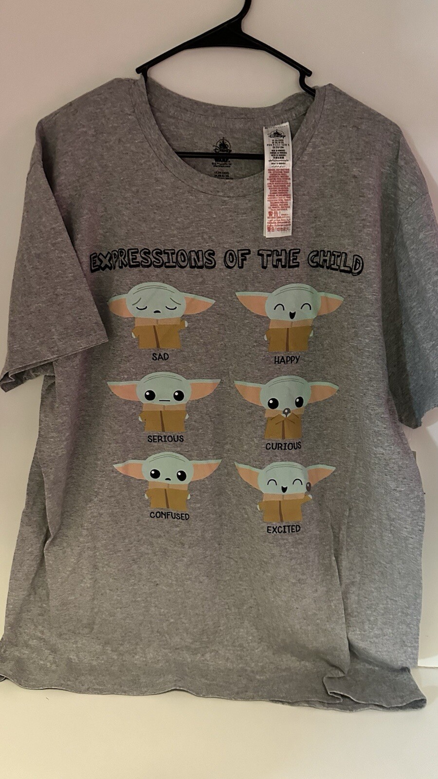 Star Wars Camiseta Mandalorian El Niño Grogu Bebé Yoda Adulto XXL Gris