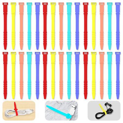 Silicone Zip Ties 4.5'' Reusable Zip Ties 30pcs Rubber Cable Ties Straps For Wire