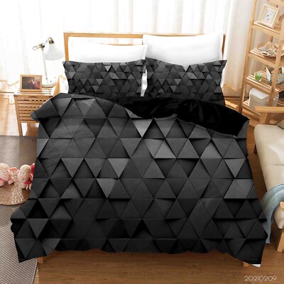 3D Geometric Pattern Black Quilt Cover Set Bedding Sets Pillowcases 64