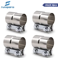 4pcs 3 inch Stainless Steel Lap Joint Band Exhaust Clamp Sleeve Coupler T-304