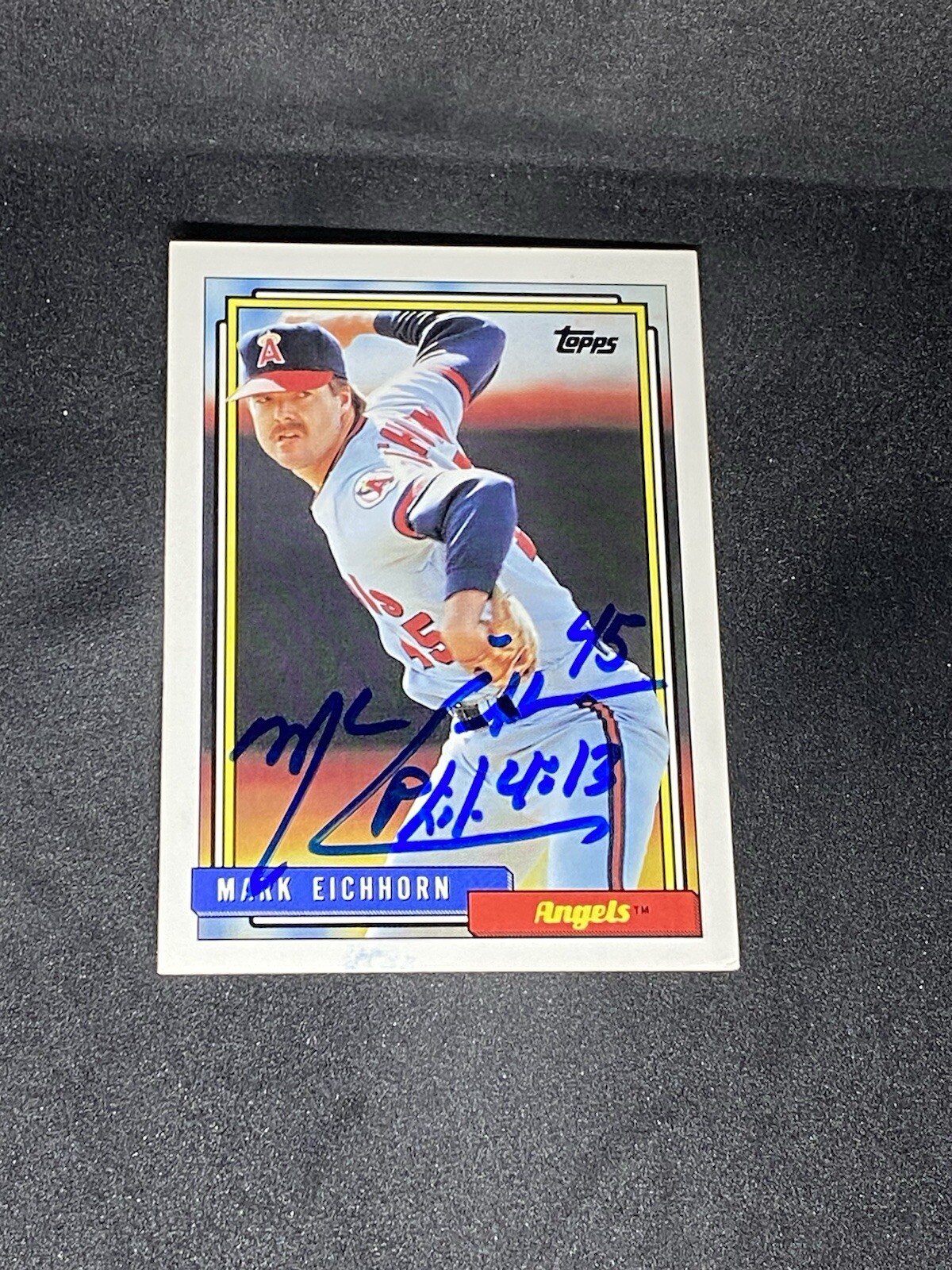 Mark Eichhorn 1992 Topps #435 California Angels Auto Autographed Signed MLB Card