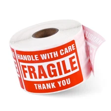 500/Roll Fragile Stickers 3"x5" Fragile Labels Stickers Handle With Care Mailing
