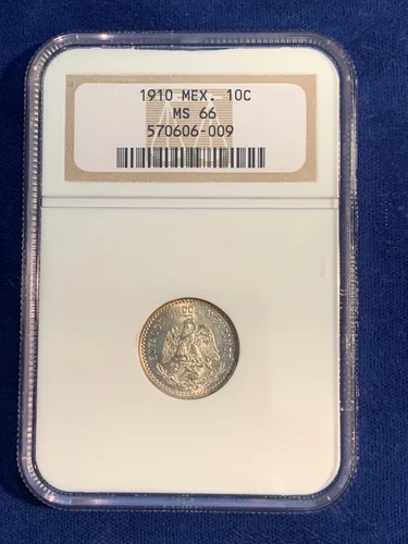 MEXICO ESTADOS UNIDOS 1910  10 CENTAVOS COIN NGC CERTIFIED GEM UNCIRCULATED MS66