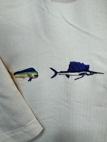VTG Hook & Tackle Yellow Button Up Shirt Large Limited Edition Saltwater Fish - Picture 6 of 13