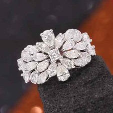 Simulated Pear  Princess Cut White Sapphire In 935 Silver Women's Wedding Ring