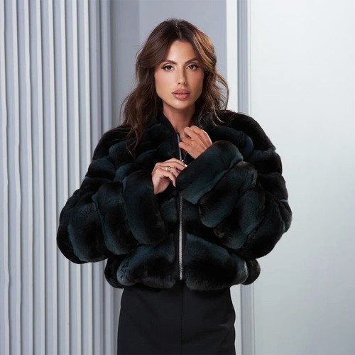 Trendy Women New Real Rex Rabbit Fur Coats Winter Short Warm Jackets ...