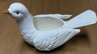 VTG 1975 Fitz & Floyd White Dove Bird Planter Hand Painted Ceramic Japan Trinket - Image 1 of 4