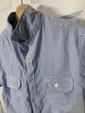 Daniel Cremieux Mens Sz L Button Shirt Blue Striped