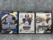 3 Game PS2 Lot-High Heat Major League Baseball 2003, Arena Football & NASCAR