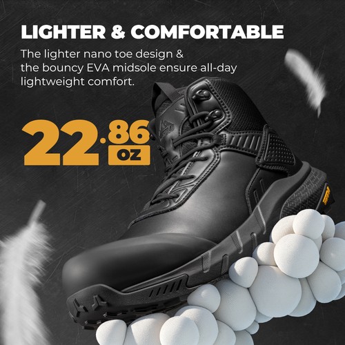 Men Waterproof Composite Toe Work Boots Lightweight Comfortable Safety Boots