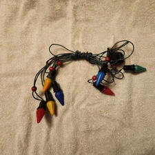 Vintage Noma C6 Multicolor Christmas Tree Lights - 8 Bulb String w/Red Beads