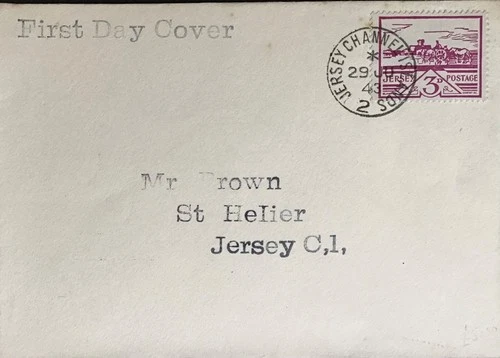Channel Islands WWII First Day Cover Jersey 3d nicely canc with cds