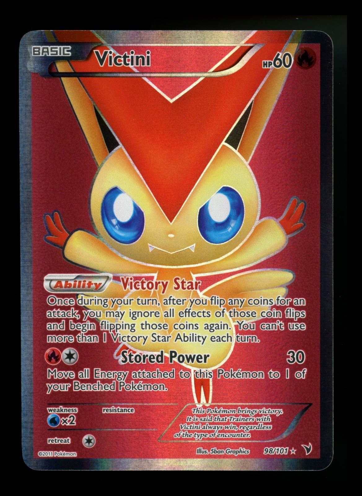 Victini 98/101 Noble Victories 2011 Full Art Holo Rare Pokémon Card TCG