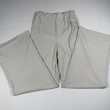 Nasty Gal Collection Beige Ribbed Wide Leg Pants High Waisted Tan Size 6