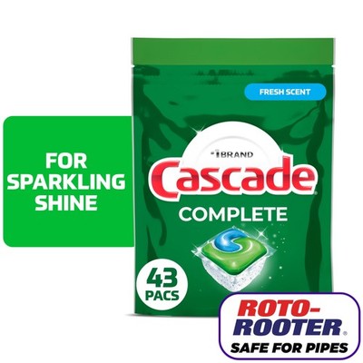 Cascade Complete Action Pacs, Dishwasher Detergent, Fresh, 43 Count