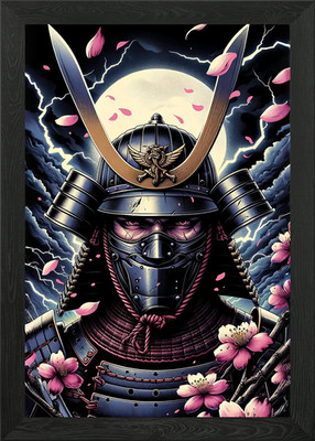 Epische Samurai Maske gerahmt Wandbild Poster Leinwanddruck Bild