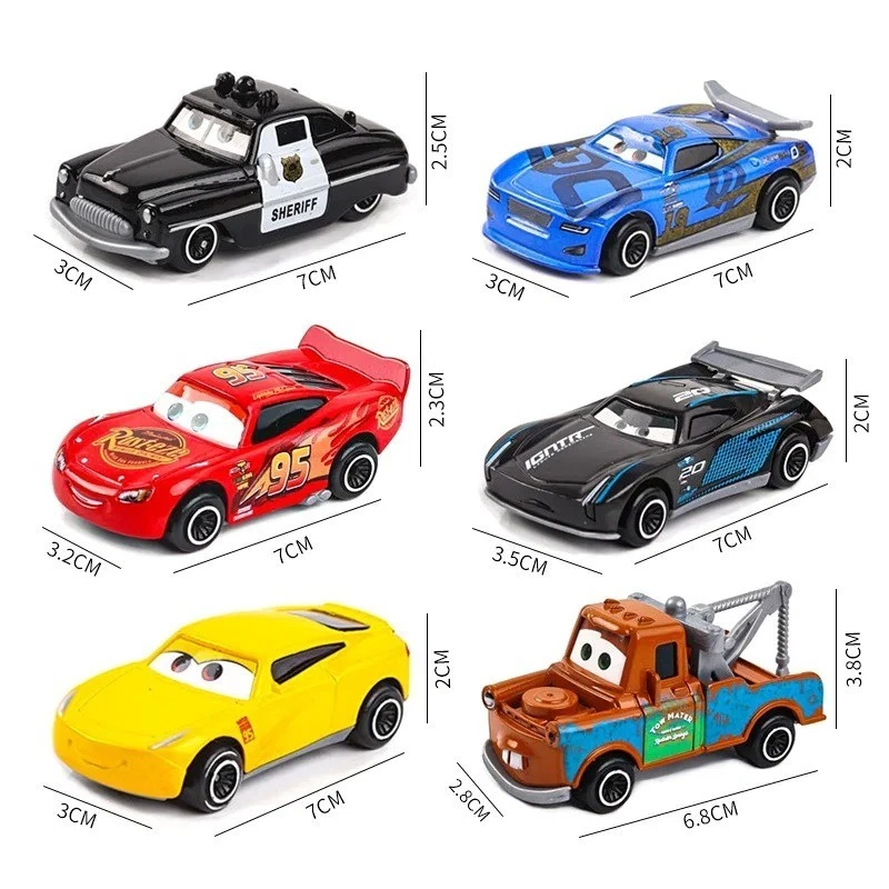 7PCS Disney Pixar Cars Lightning McQueen Jackson Storm Mack Truck Diecast - Image 2 of 4