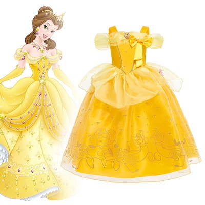 Karneval Party Mädchen Belle Kostüm Prinzessin Fancy Dress Zubehörset Dekor