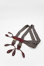 Vintage Style Men s Suspenders Leather Button Braces Patterned Elastic Burgundy