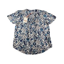 Knox Rose Shirt Womens XS Blue Boho Flowy Tunic Short Sleeve Floral Target NWT