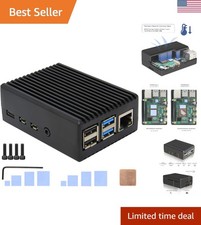 Heavy-Duty Passive Cooling Metal Case for Raspberry Pi 4 Model B - Black P173