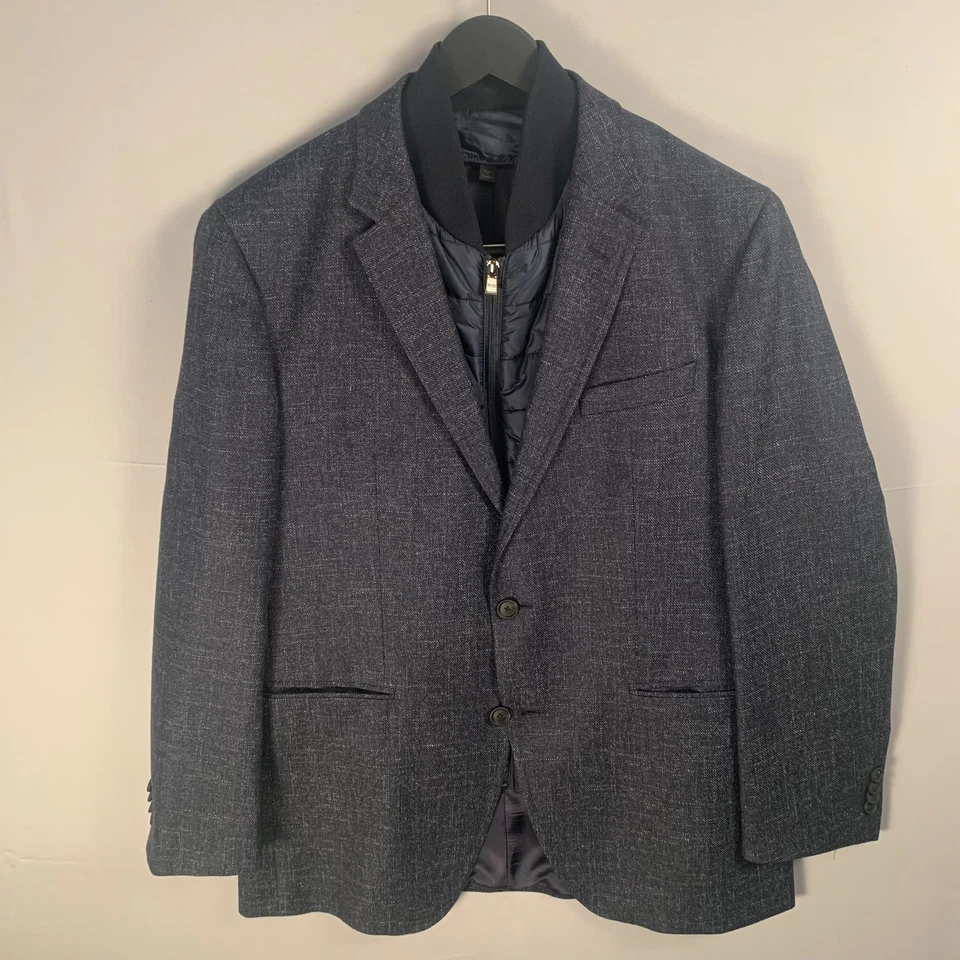Abrigo deportivo Hugo Boss para hombre 42R azul 2 botones forro extraíble mezcla de algodón lana Foto 2 de 4