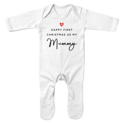Happy First Christmas Baby Strampler Neugeborene Weihnachtsgeschenk Wie meine Mama Rot Höre...