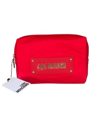 Damen Love Moschino Rot Kosmetiktasche Kosmetik Clutch Herz Reißverschluss Beauty