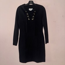 Vineyard Vines Women's Black Merino Wool Black Lace-up Sweater Dress, Size XS