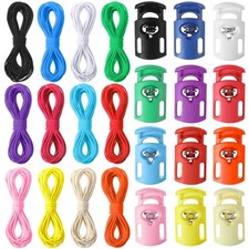 60 Pcs Plastic Cord Locks 12 Pcs 132Yd 2mm Stretch String for Drawstrings, Bag