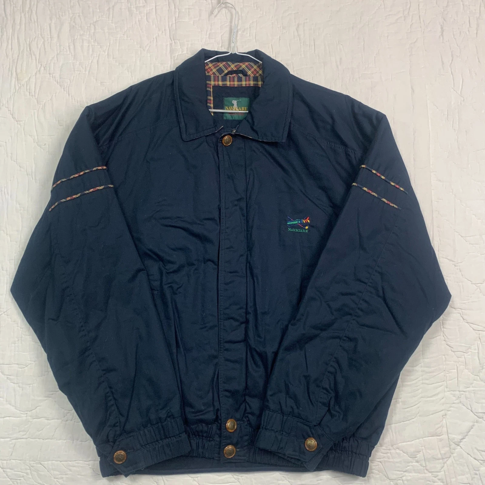 Vintage Navicare Royal Golf Jacket Windbreaker Mens Large Blue