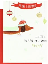 Lot of 5- DACHSHUND 🎁 CHRISTMAS Cards -HAPPY NEW YEAR-  Holidays WIENER DOG New