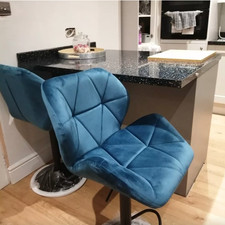 Velvet Bar Stools Set of 2 Luxury Modern Kitchen Breakfast Swivel High Chairs