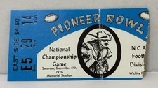 Rare 1976 PIONEER BOWL D2 Football CHAMPIONSHIP Ticket - MONTANA STATE vs AKRON