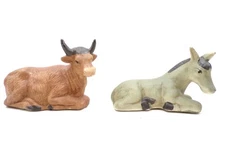 Vintage Christmas Nativity - Ox and Donkey Porcelain Ceramic Set of 2 Pieces