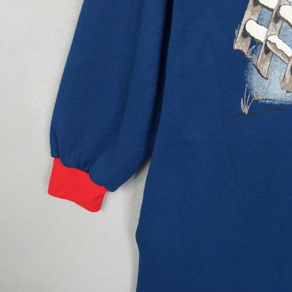 Camisón vintage Leisure Life para mujer pequeño azul patos apliques de invierno hecho en EE. UU. Foto 4 de 4
